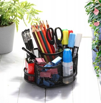 Поворотный держатель для ручек и аксессуаров, металлический настольный органайзер