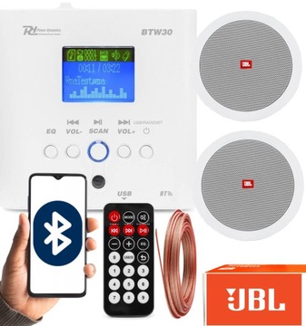 ZESTAW JBL GŁOŚNIKI SUFITOWE WZMACNIACZ ŚCIENNY RADIO BLUETOOTH USB