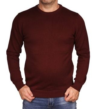 Sweter męski klasyczny bordowy bawełniany XXL