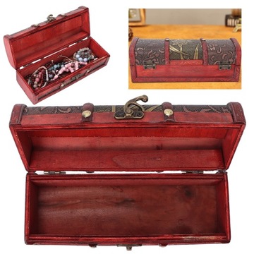 Retro Drewniane Pudełko z Biżuterią Elegancki