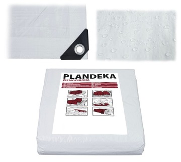 PLANDEKA 4x5 Biała Wzmacniana Mocna Wodoodporna Okryciowa UV+ 5x4m