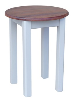 STÓŁ KUCHENNY DREWNIANY OKRĄGŁY 60 CM DWA KOLORY BIAŁY+KALWADOS