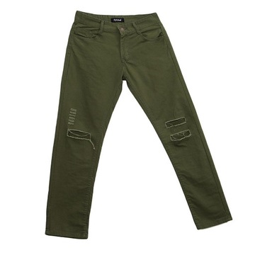 Męskie spodnie jeansowe na co dzień, zielone, 2XL