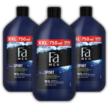 Fa Men Żel pod Prysznic Active Sport Cytrus 750ml x3