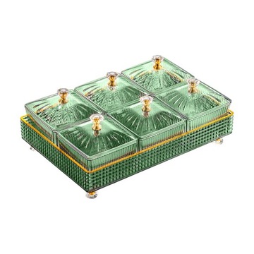 Talerz na owoce ze zdejmowaną pokrywką na 6 siatek Candy Green