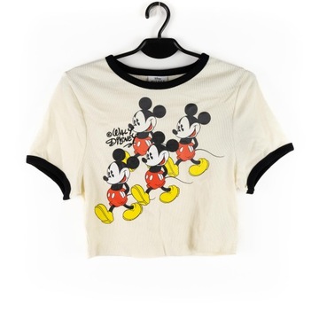 T-SHIRT DAMSKI PRIMARK DISNEY KREMOWY MYSZKA MIKI KRÓTKI 38/40