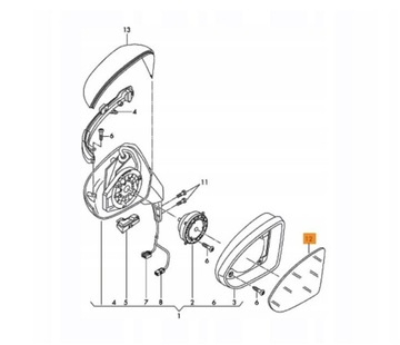 Вставка стекла левого зеркала OCTAVIA II 2 1Z