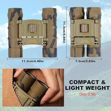 ВОЕННЫЙ БИНОКЛЬ С 12-кратным УВЕЛИЧЕНИЕМ, ВОДОЗАЩИЩЕННЫЙ БИНОКЛЬ С ЛИНЗОЙ 25 ММ