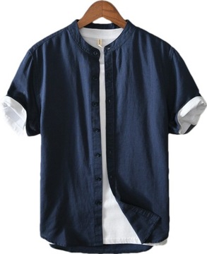 Hsjh koszula męska casual POLÓWKA BIZNESOWA T-SHIRT KOŁNIERZYK STÓJKA