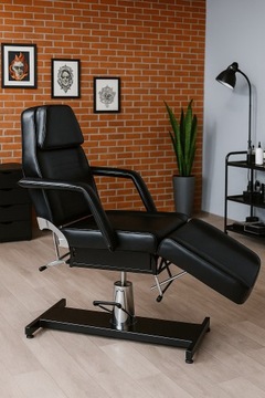 FOTEL KOSMETYCZNY HYDRAULICZNY ŁÓŻKO LEŻANKA OBROTOWY CZARNY