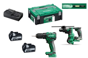 HIKOKI MŁOTOWIERTARKA DH18DPA W4 SDS-PLUS + WKRĘTARKA DV18DD + 2AKU BSL1850