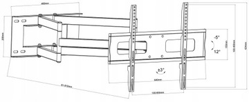 РУЧКА 910 ММ КРОНШТЕЙН ДЛЯ ТВ ТЕЛЕВИЗОР 32–80 ФУТОВ