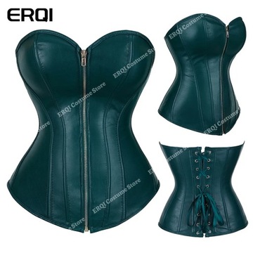 Brown Leather Corset Top for Women Red Sexy Linger