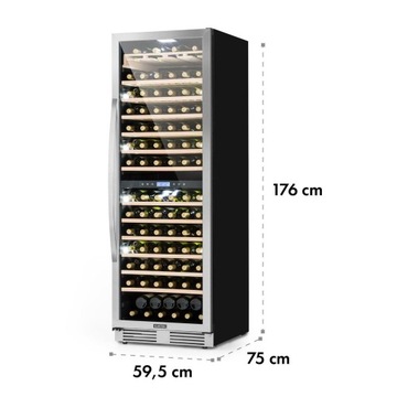Винный шкаф Винный холодильник на 165 бутылок, 2 светодиодные зоны