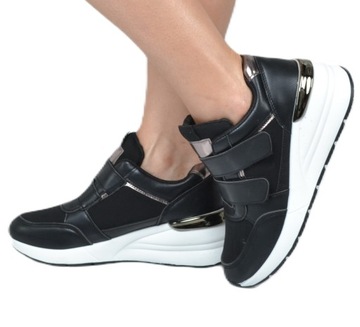 ADIDASY DAMSKIE BUTY SPORTOWE NA RZEPY UKRYTY KOTURN CZARNE