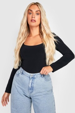 EC42111 *BOOHOO CZARNE KLASYCZNE BODY Z DŁUGIM RĘKAWEM 4XL