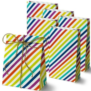 Бумажные пакеты экоблок, ЦВЕТНЫЕ ПОЛОСКИ, 50 шт.