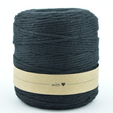 Нитка хлопковая для макраме, 3мм, 200м, черная.