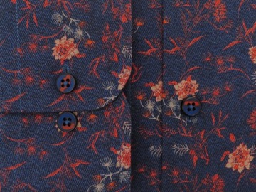 Granatowa koszula w kwiatki F056 188-194 43-Reg