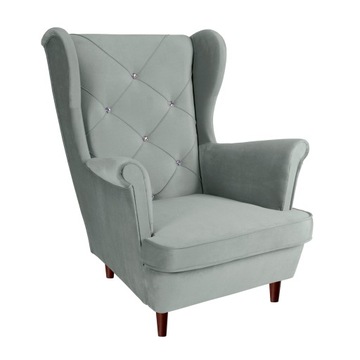 USZAK Fotel na Nogach Biuro Salon Welur Tapicerowany Jasnoszary 102x95x81cm