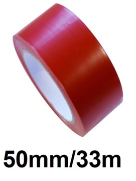 50mm/33m MOCNA TAŚMA OSTRZEGAWCZA SAMOPRZYLEPNA czerowna oznaczeniowa winyl