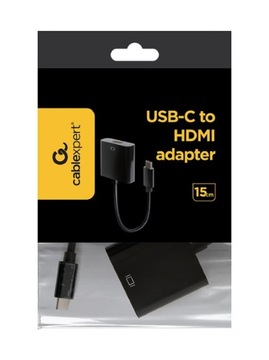 Adapter konwerter USB-C do HDMI (F), czarny