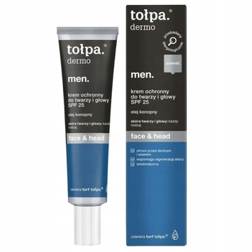 Krem ochronny do twarzy i głowy SPF 25 Tołpa dermo men face&head 40 ml