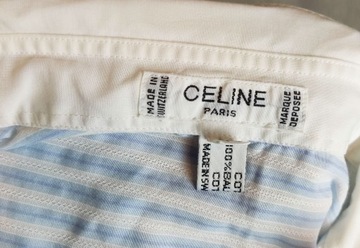 CELINE PARIS bawełniana w paski koszulowa damska bluzka made in Szwajcaria