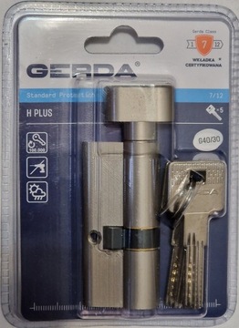 Wkładka z Gałką GERDA H PLUS 40G/30 Nikiel Satyna