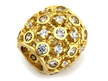 Złota Zawieszka Beads Charms Ażurowy Luksusowy z Cyrkoniami 585 14kt PREZEN