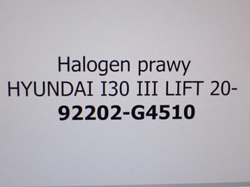 HALOGEN PRAVÝ HYUNDAI I30 FACELIFT 20' 92202-G4510