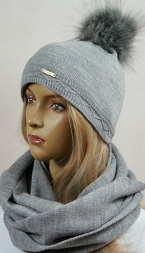 KOMPLET CZAPKA + KOMIN pompon # 12