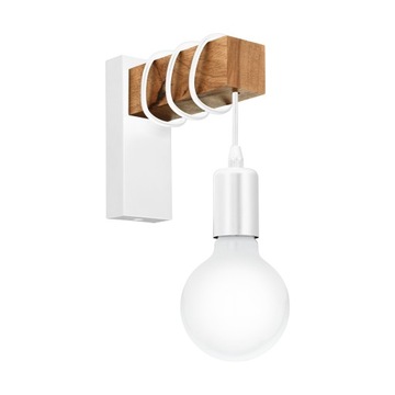 Eglo Townshend 33162 Kinkiet Vintage Drewno Biały
