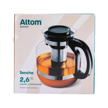 Большой стеклянный чайник объемом 2,6 литра с ситечком Altom Design
