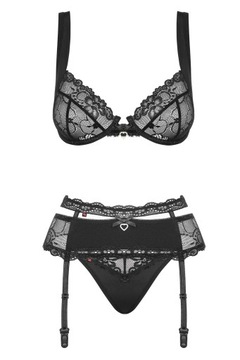 Zestaw trzyczęściowy - Obsessive Heartina Set Black L/XL