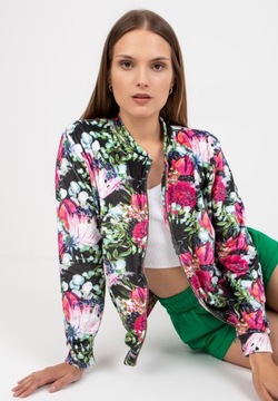 Bluza welurowa ROZPINANA bomberka FLOWERS 290 black S/M