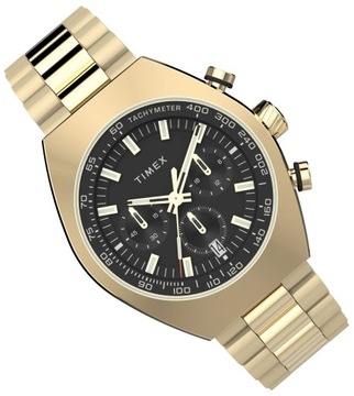 Złoty zegarek męski na bransolecie Timex TW2W22100 Chronograf Czas 24h WR50