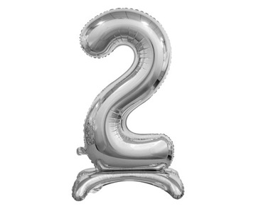 Balon Foliowy Cyfra 2 Srebrna Stojąca 74 cm