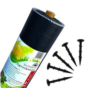 Agrotkanina czarna 0,4x100 UV70 SUNRISE antychwastowa agrowłóknina + kołki