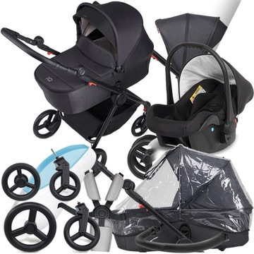 WÓZEK 3W1 ANEX IQ DARK I FOTELIK KITE, ADAPTERY