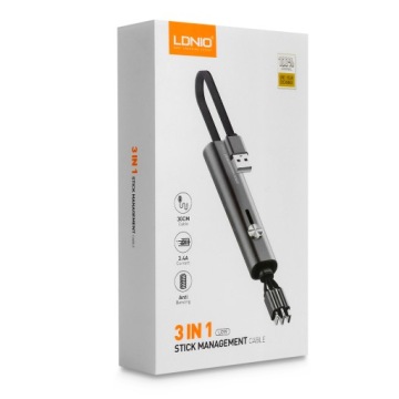 3-в-1 USB-A > USB-C+Lightning+кабель micro-USB 30c