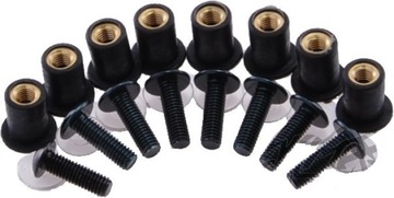 TULEJA + ŚRUBA OWIEWKA/SZYBA CZARNA 8SZT