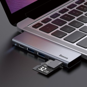 Адаптер BASEUS HUB Type C на 2x USB3.0/TF/SD/Type C PD