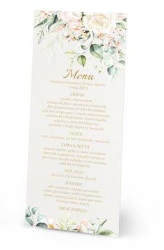 MENU na stół przyjęcie CHRZEST KOMUNIA