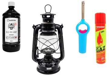 LAMPA NAFTOWA Z KNOTEM + OLEJ 0,5L+ZAPALARKA + GAZ