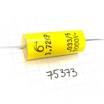 Kondensator Mallory 33nF 1000V 5% 1.72KP osiowy x2