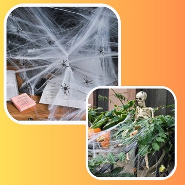 ПАУТИНКА БЕЛЫЙ ОРНАМЕНТ УКРАШЕНИЕ НА ХЭЛЛОУИН + ПАУКИ