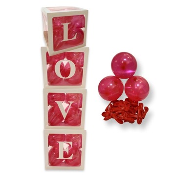 Pudełka na balony LOVE dekoracje WALENTYNKI roczek