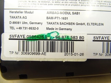 CITROEN C4 II DS4 ULOŽENÍ W SEDADLO LEVÝ AIRBAG 9687158380