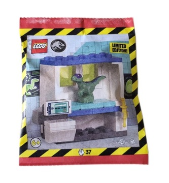 LEGO Jurassic World Minifigure Polybag- Raptor with DNA Lab Cabinet #122404